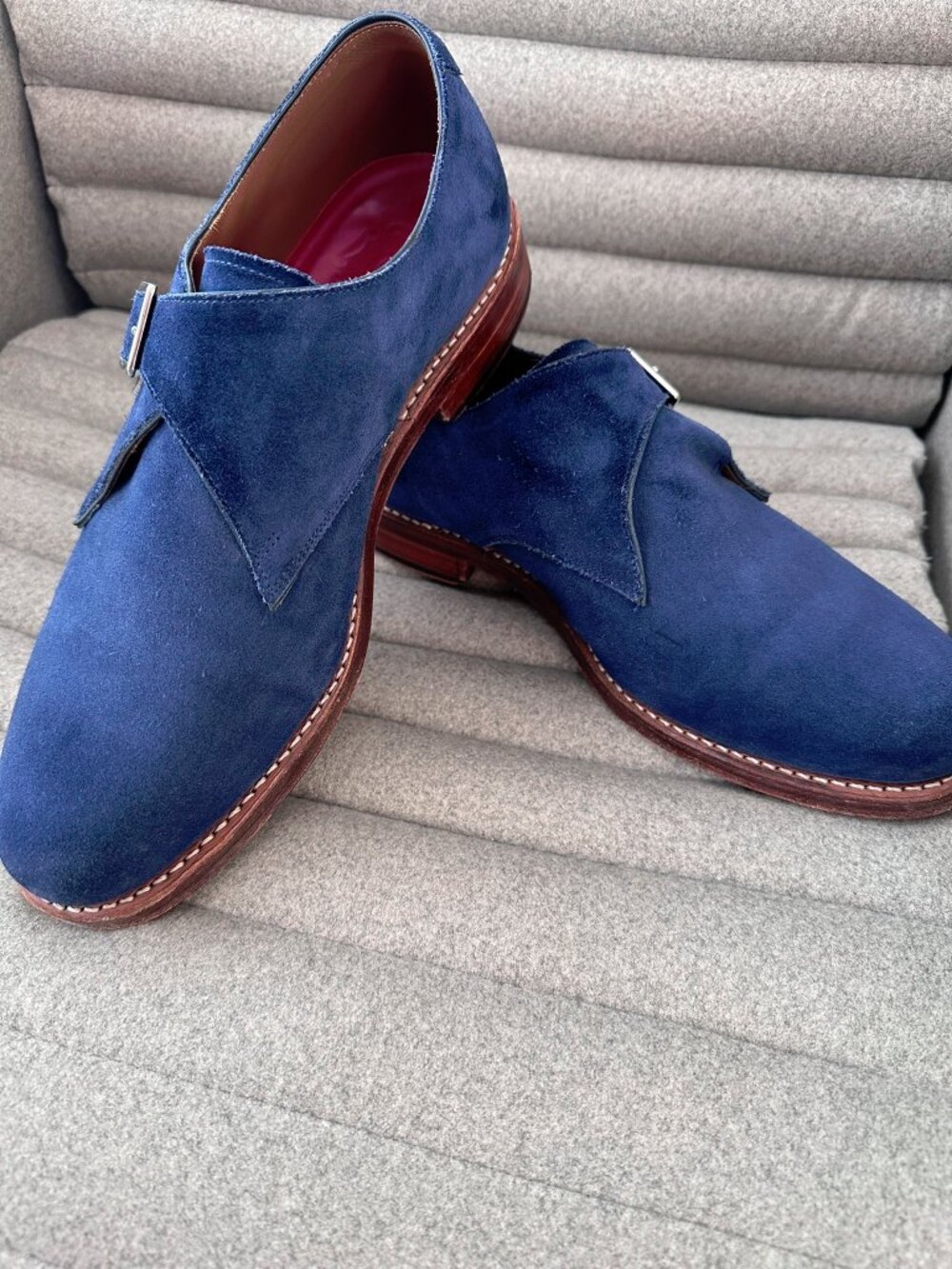 Blue Suede Buckle Shoes by Grenson UK 9 US 10-1/2